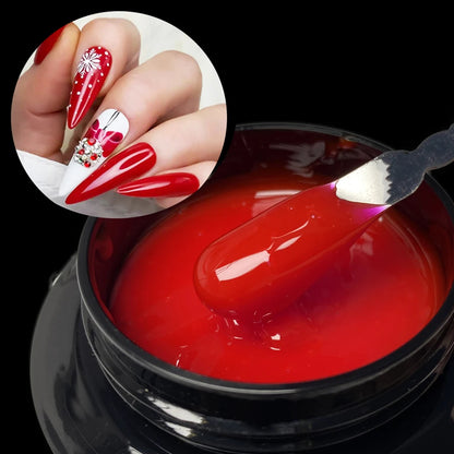 Jillnails 50G Builder Nail Gel Christmas Red Burgundy Self Leveling Medium UV Led Gel 50ml