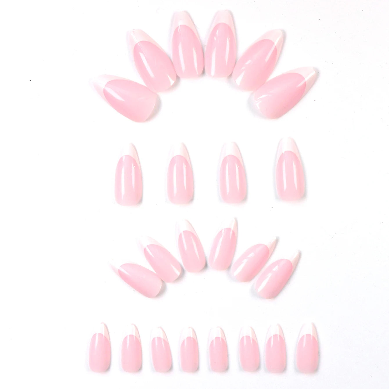 120 PCS Box Almond Shaped Pink Nail Piece White French Press On Nails Almond Shape Press on Nails Young Girls acrylic Nails