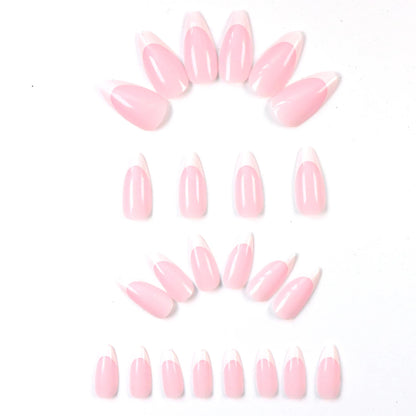 120 PCS Box Almond Shaped Pink Nail Piece White French Press On Nails Almond Shape Press on Nails Young Girls acrylic Nails