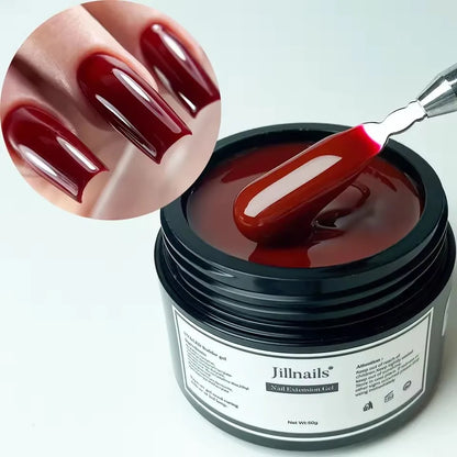 Jillnails 50G Builder Nail Gel Christmas Red Burgundy Self Leveling Medium UV Led Gel 50ml