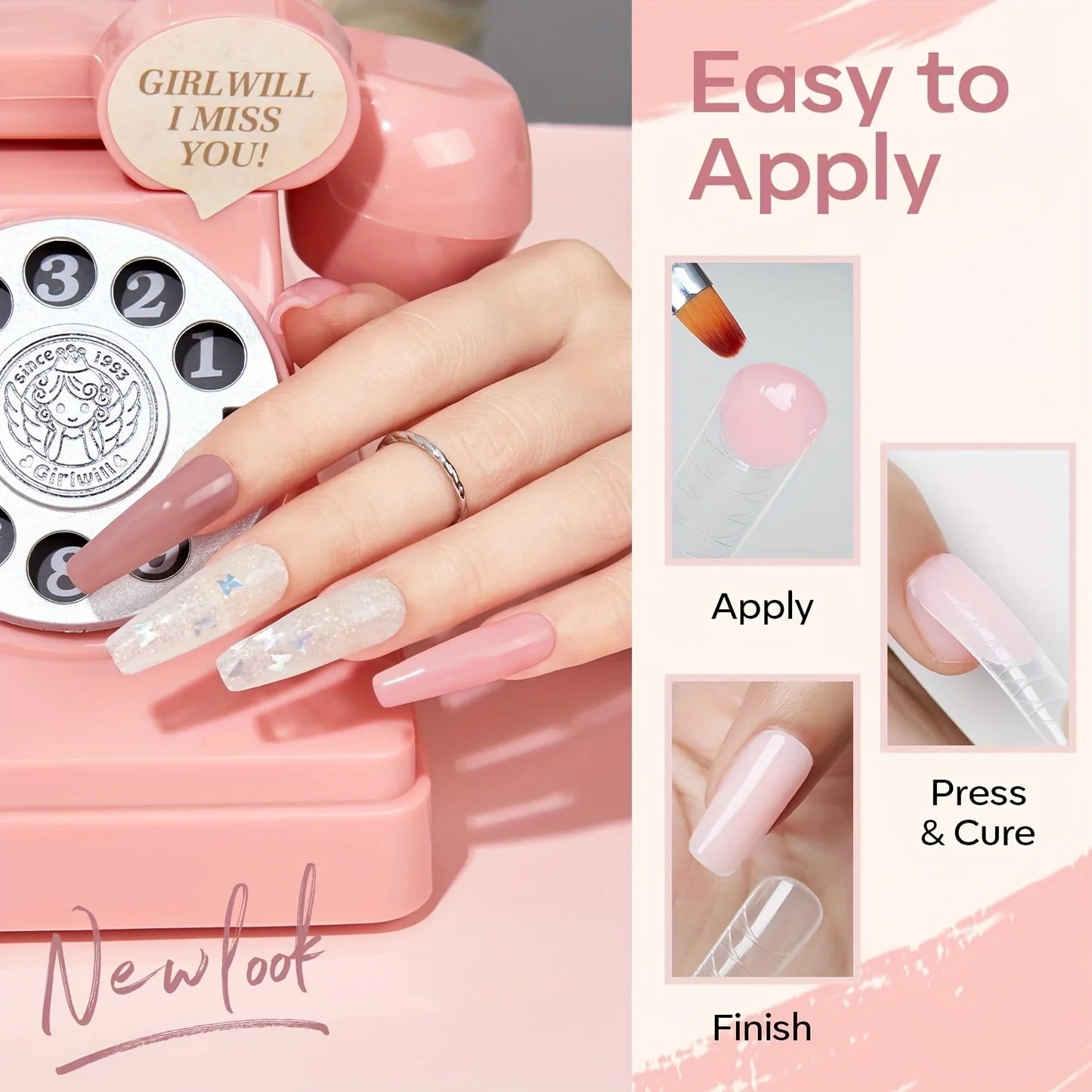 Poly Gel Extension Tool Set, Including 30ml of Cleaner fluid, 7.5ml Base Coat and Top Coat， Nail Mold, Nail Clip And Nail Brush