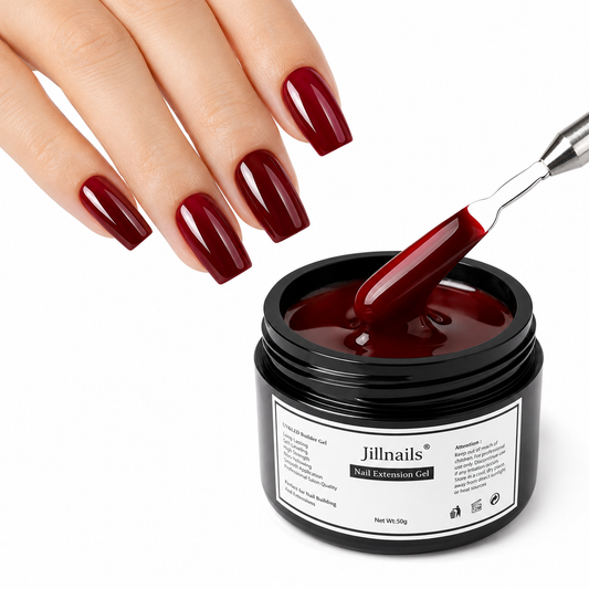 Jillnails 50G Builder Nail Gel Christmas Red Burgundy Self Leveling Medium UV Led Gel 50ml